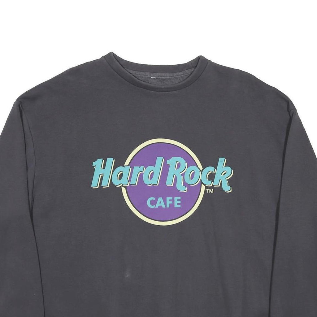 Womens Black Hard Rock Cafe Crew Neck XL Cotton Blend Sweatshirt Pullover