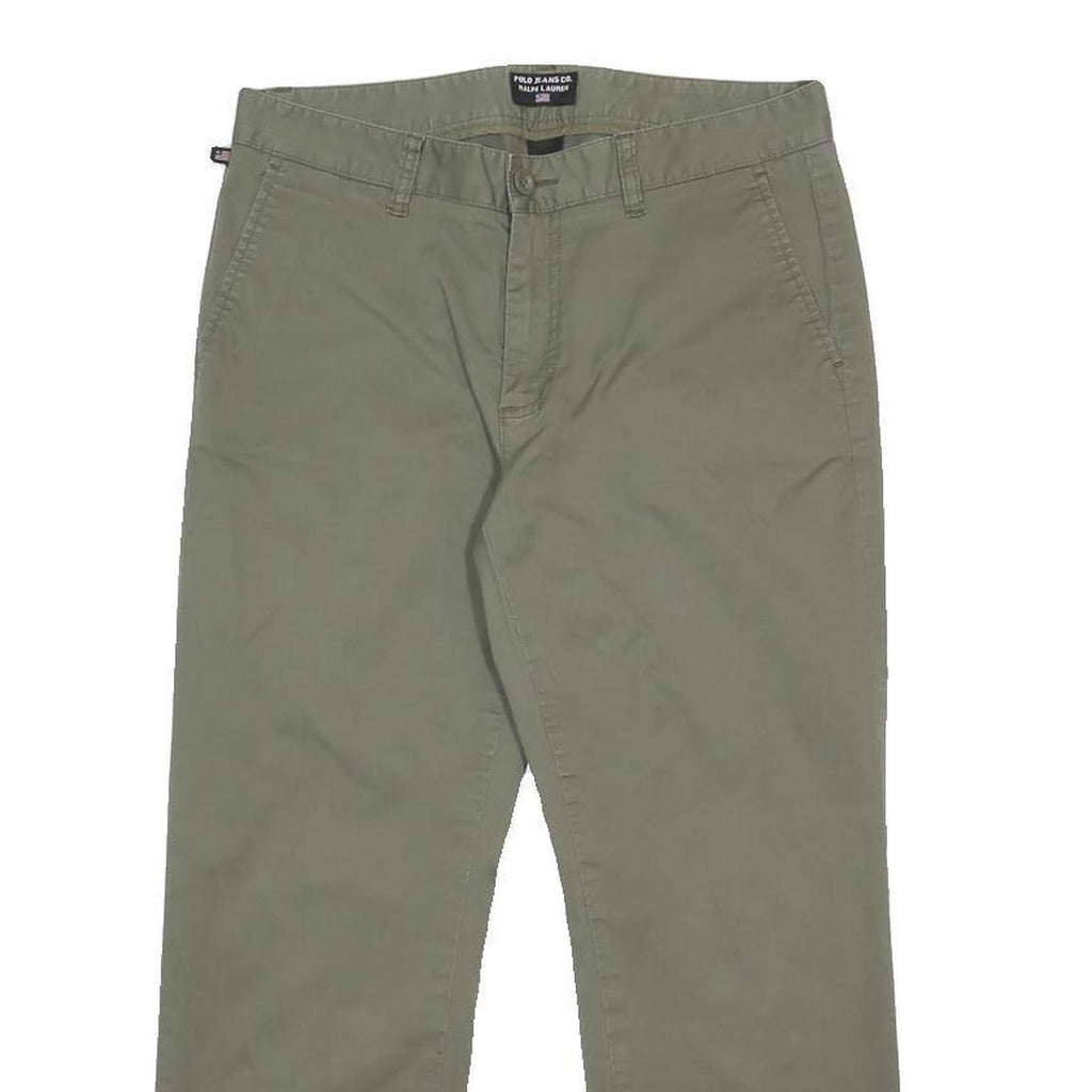 RALPH LAUREN POLO JEANS COMPANY Womens Cotton Blend Green Regular Trousers W30