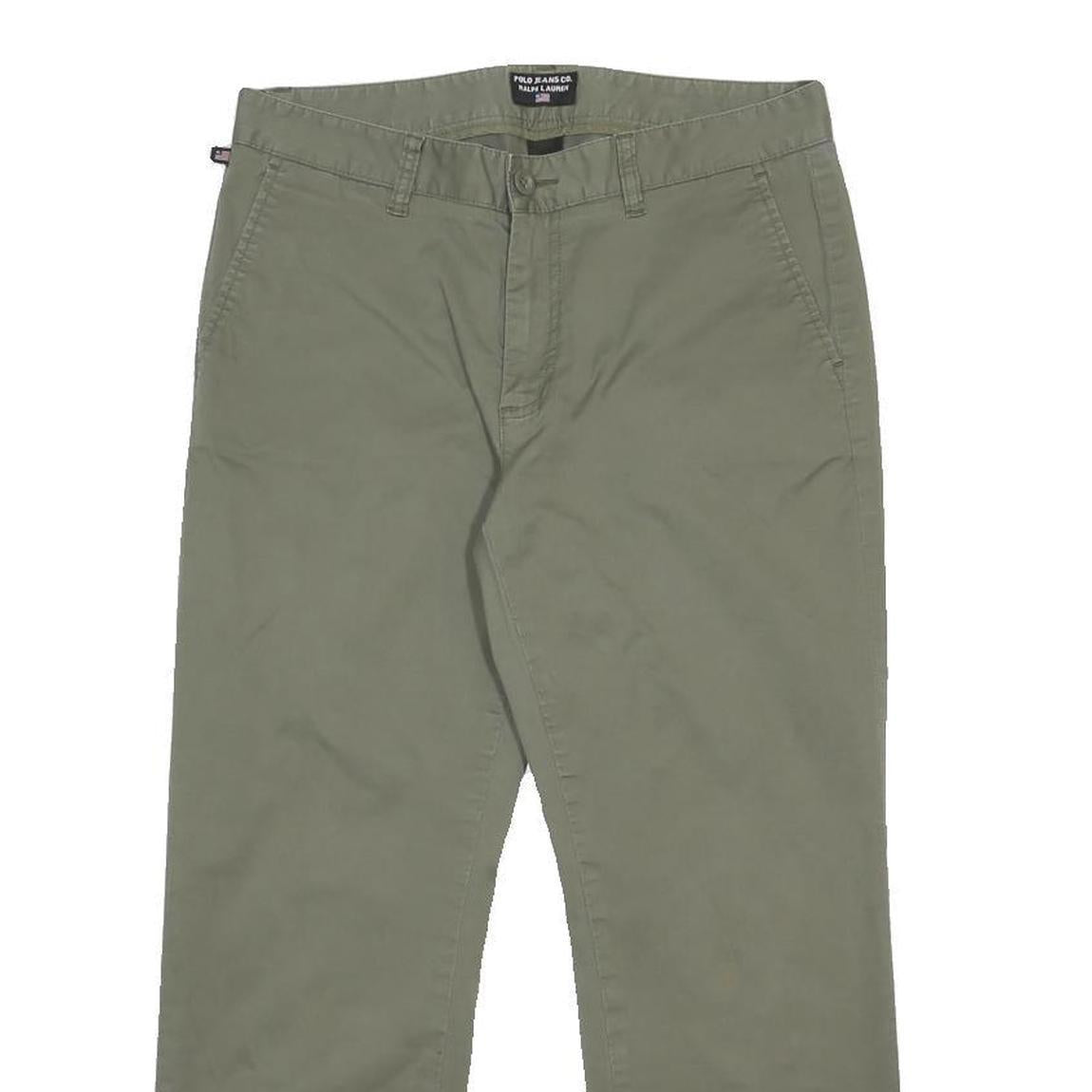 RALPH LAUREN POLO JEANS COMPANY Womens Cotton Blend Green Regular Trousers W30