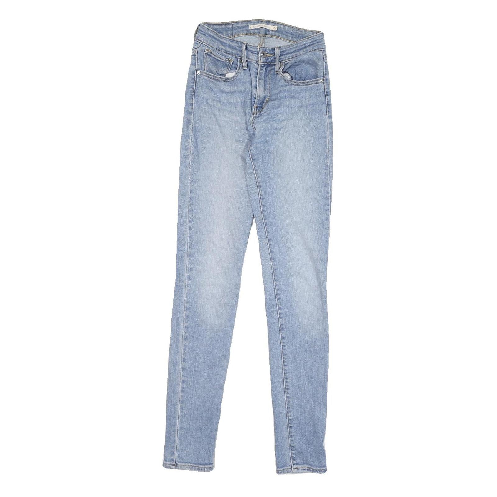 LEVI'S 721 Womens Jeans Blue Relaxed Skinny Denim Light W24 L31 Classic Zip