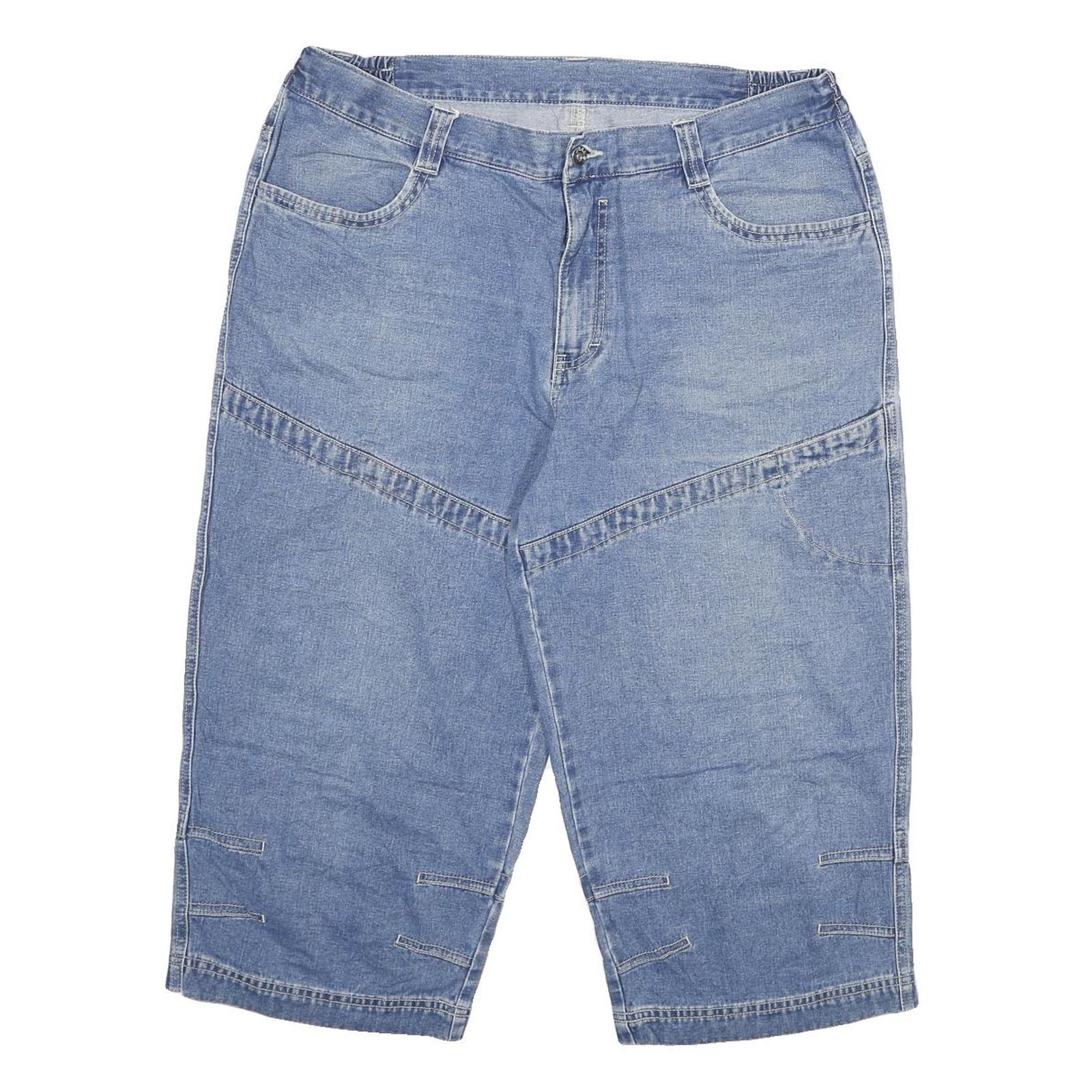 Mens Blue Casual Cotton Blend Denim Style Shorts 2XL W34 Comfortable Fit