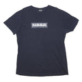 NAPAPIJRI Mens Navy Blue Graphic T-Shirt L Short Sleeve Crew Neck Cotton Blend