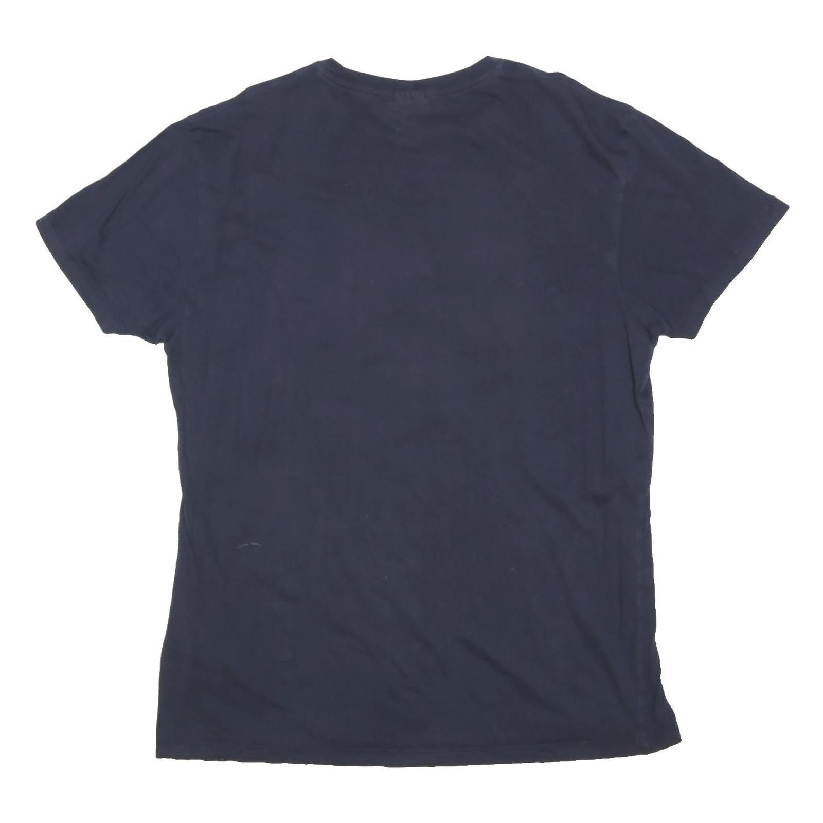 NAPAPIJRI Mens Navy Blue Graphic T-Shirt L Short Sleeve Crew Neck Cotton Blend
