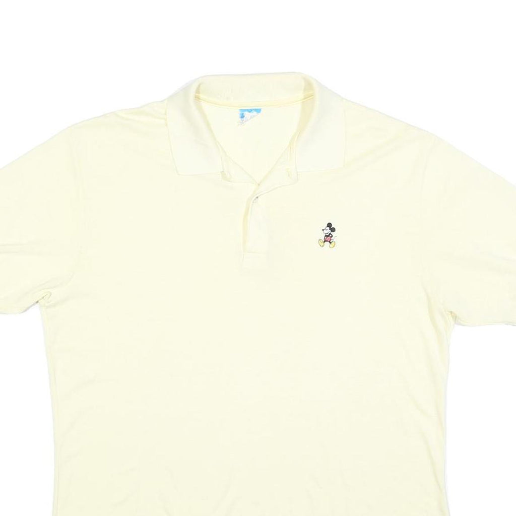 DISNEY Mens Cream Disney Mickey Mouse Short Sleeve Polo Shirt XL Cotton Blend
