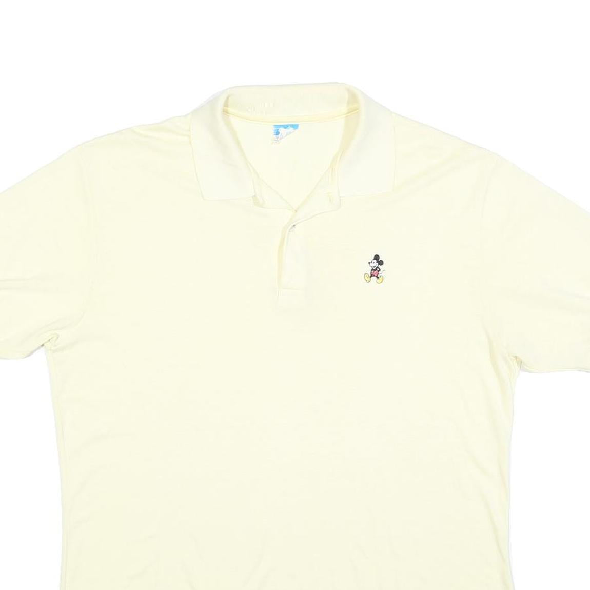 DISNEY Mens Cream Disney Mickey Mouse Short Sleeve Polo Shirt XL Cotton Blend