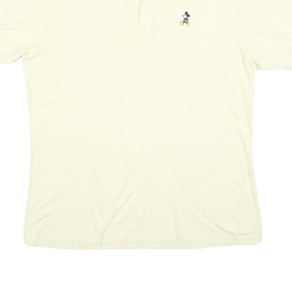 DISNEY Mens Cream Disney Mickey Mouse Short Sleeve Polo Shirt XL Cotton Blend