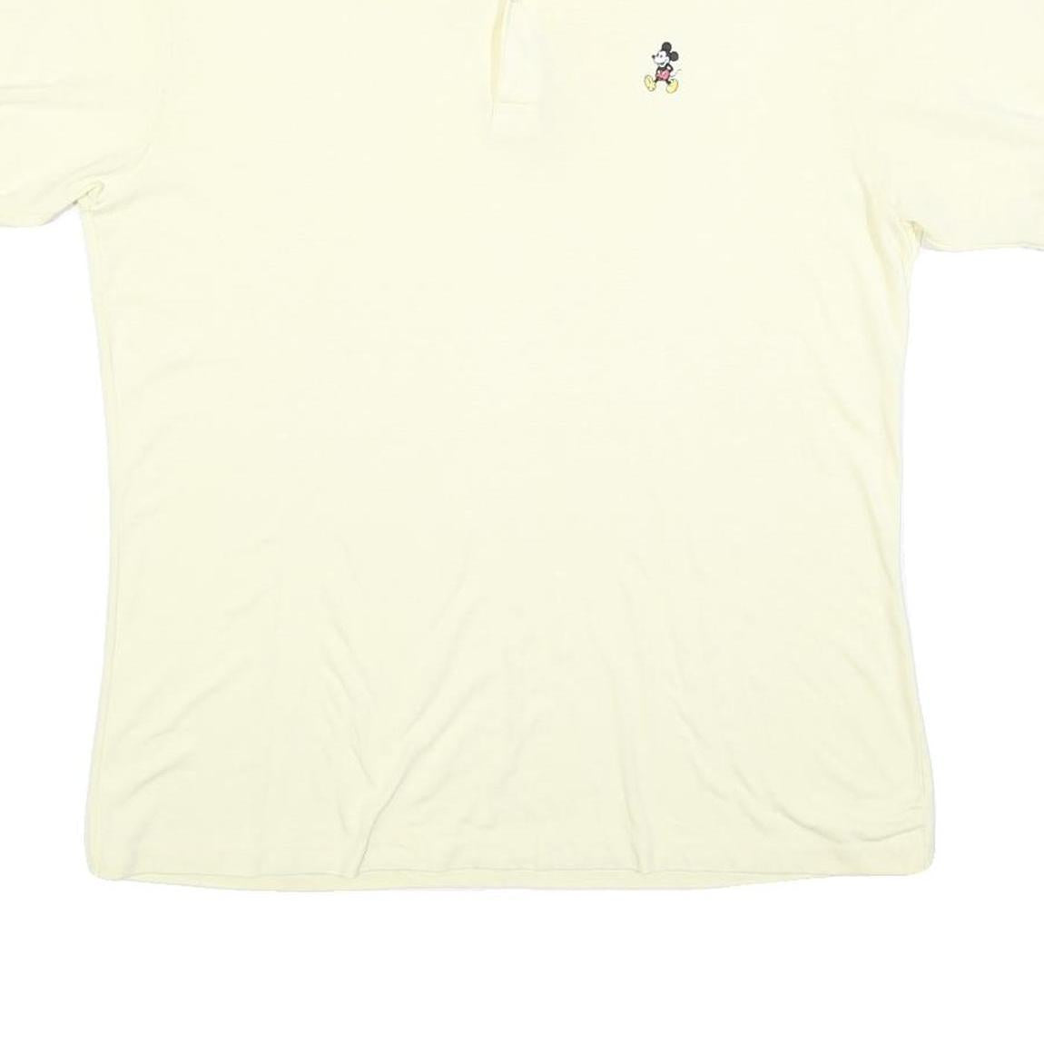 DISNEY Mens Cream Disney Mickey Mouse Short Sleeve Polo Shirt XL Cotton Blend