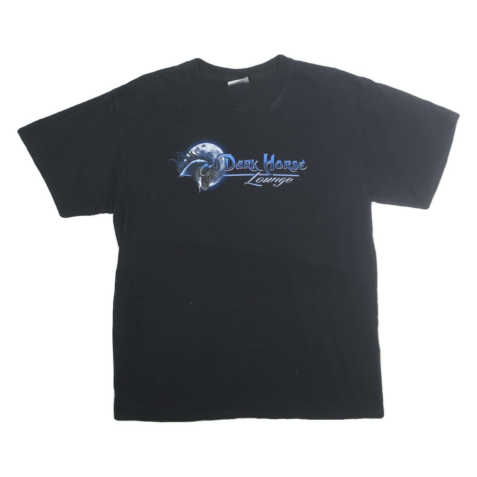 PORT & COMPANY Mens Black Dark Horse Lounge Graphic T-Shirt L Short Sleeve Crew