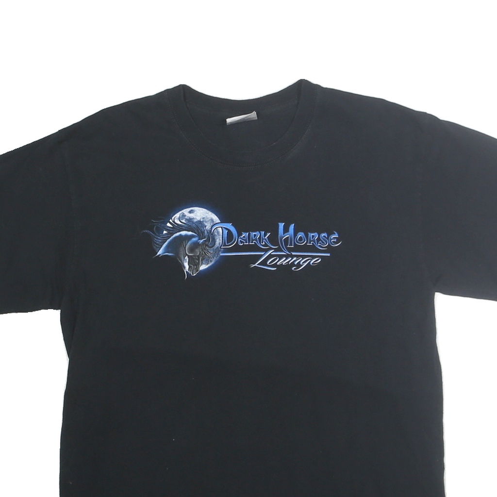PORT & COMPANY Mens Black Dark Horse Lounge Graphic T-Shirt L Short Sleeve Crew