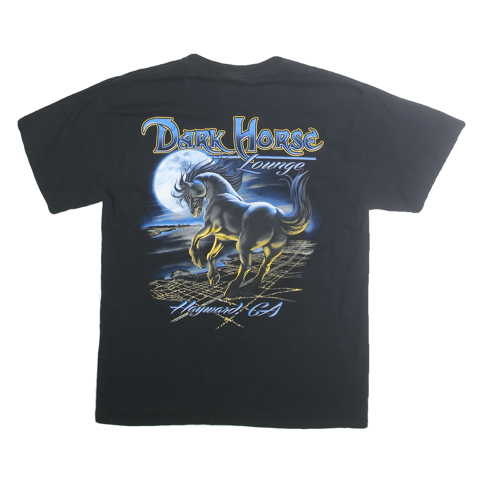 PORT & COMPANY Mens Black Dark Horse Lounge Graphic T-Shirt L Short Sleeve Crew