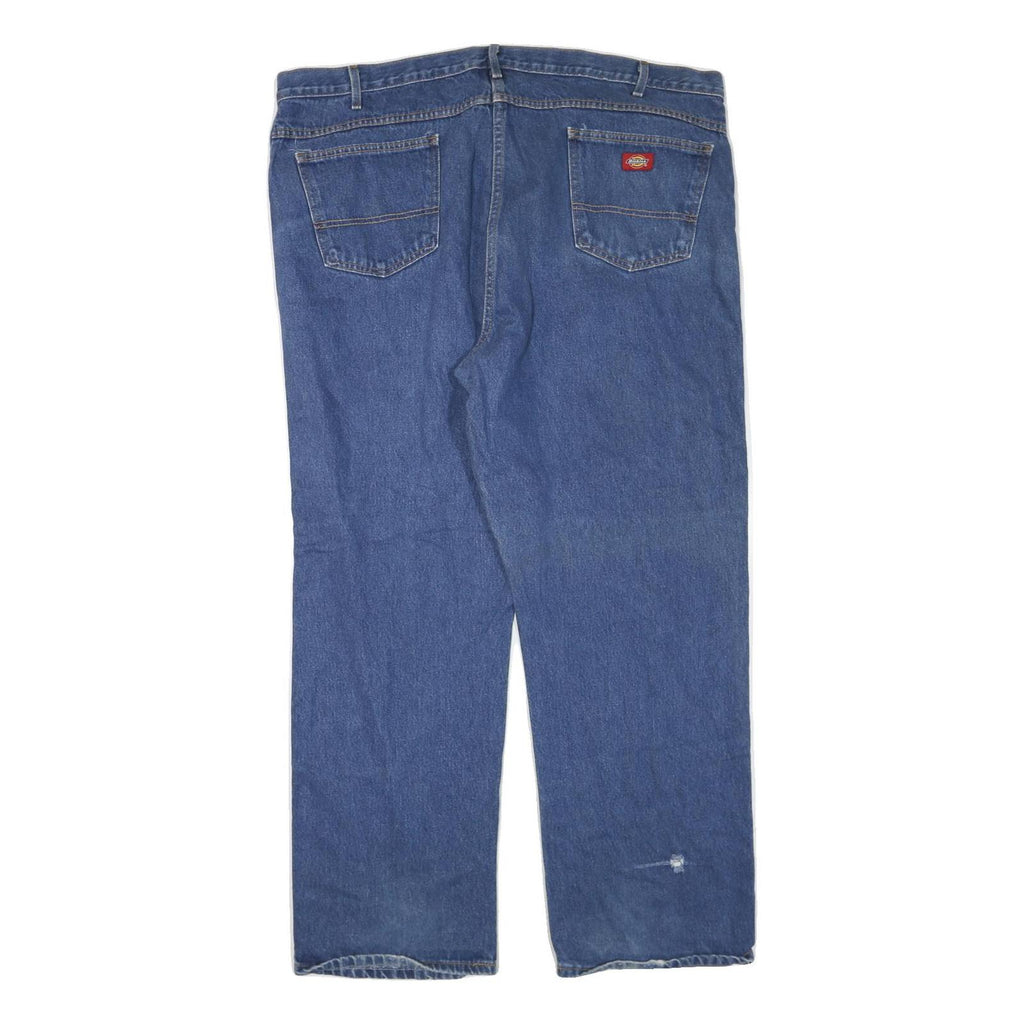 DICKIES Mens Regular Blue Denim Jeans W48 L32 Classic Cotton Blend Zip Closure
