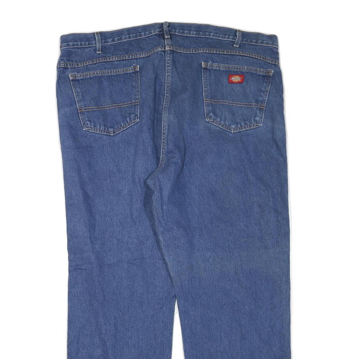 DICKIES Mens Regular Blue Denim Jeans W48 L32 Classic Cotton Blend Zip Closure