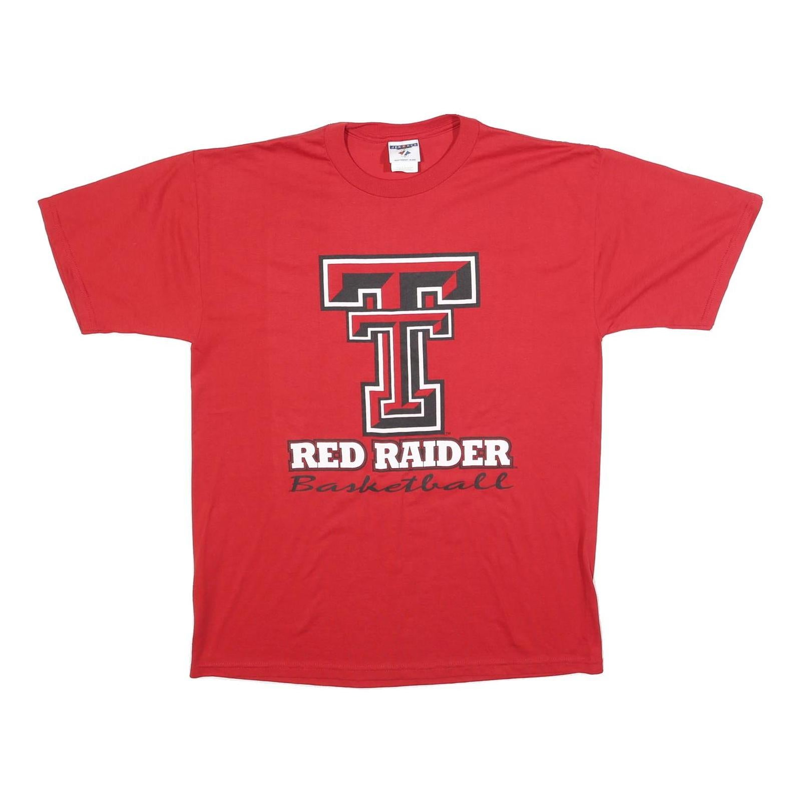 JERZEES Mens Red Red Raider Basketball Graphic T-Shirt L Short Sleeve Crew Neck