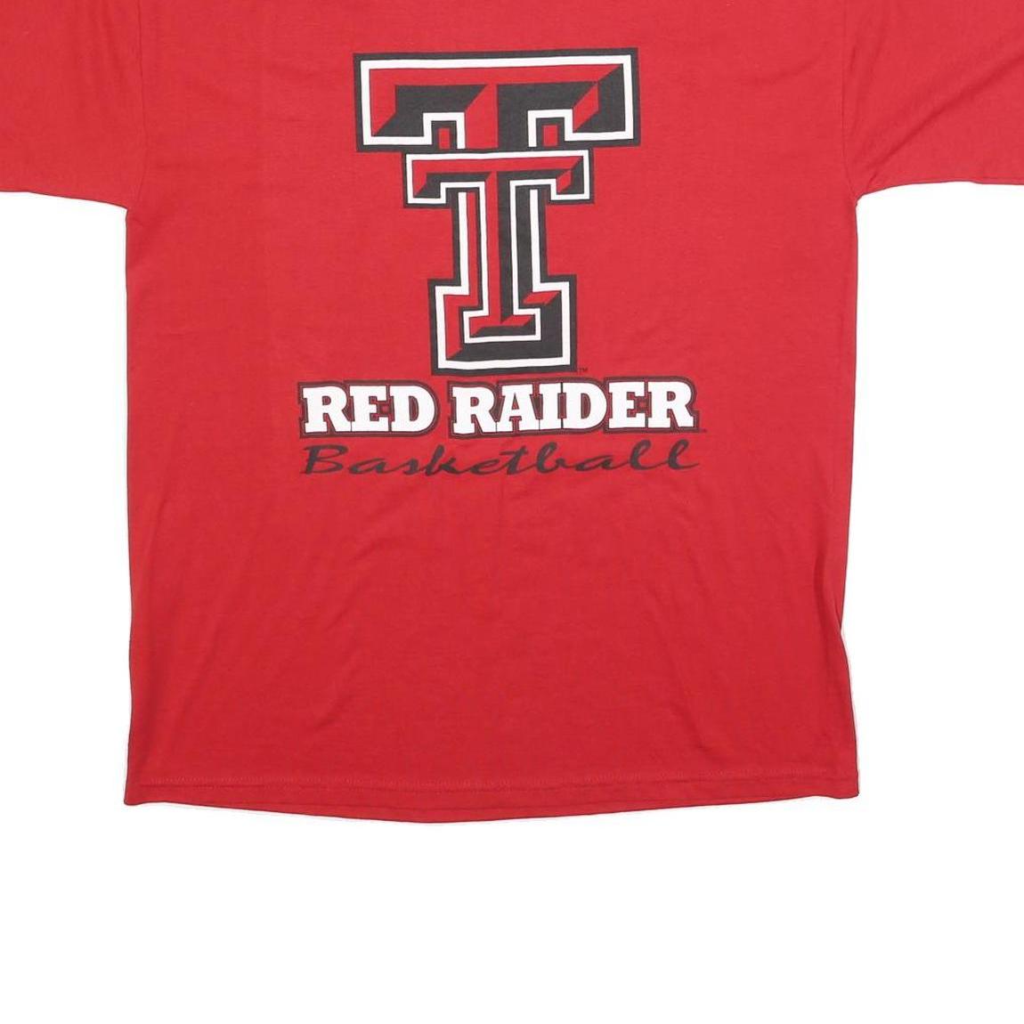 JERZEES Mens Red Red Raider Basketball Graphic T-Shirt L Short Sleeve Crew Neck