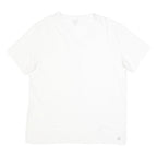 CALVIN KLEIN Mens White V-Neck T-Shirt XL Plain Cotton Blend Casual Summer