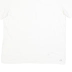 CALVIN KLEIN Mens White V-Neck T-Shirt XL Plain Cotton Blend Casual Summer