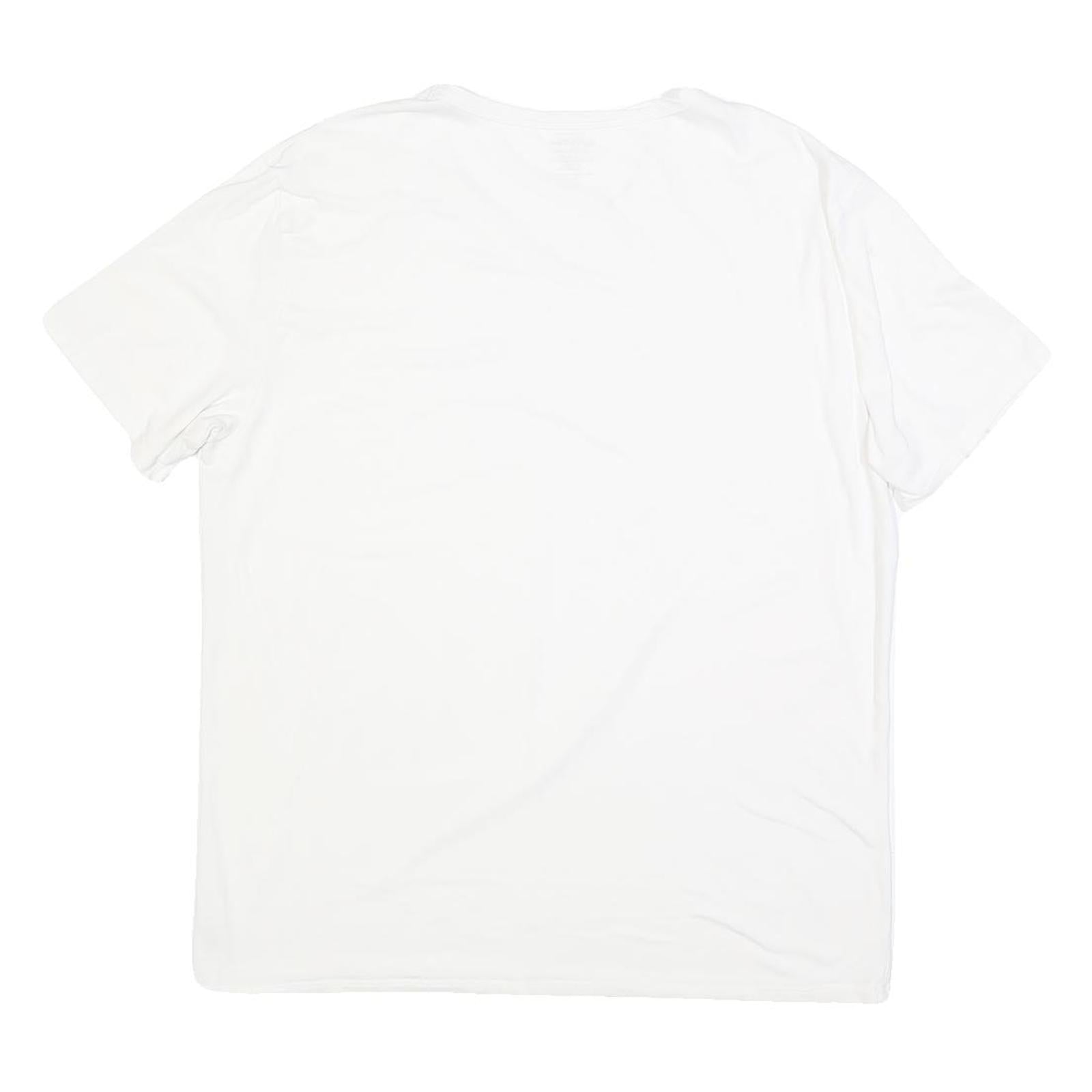 CALVIN KLEIN Mens White V-Neck T-Shirt XL Plain Cotton Blend Casual Summer