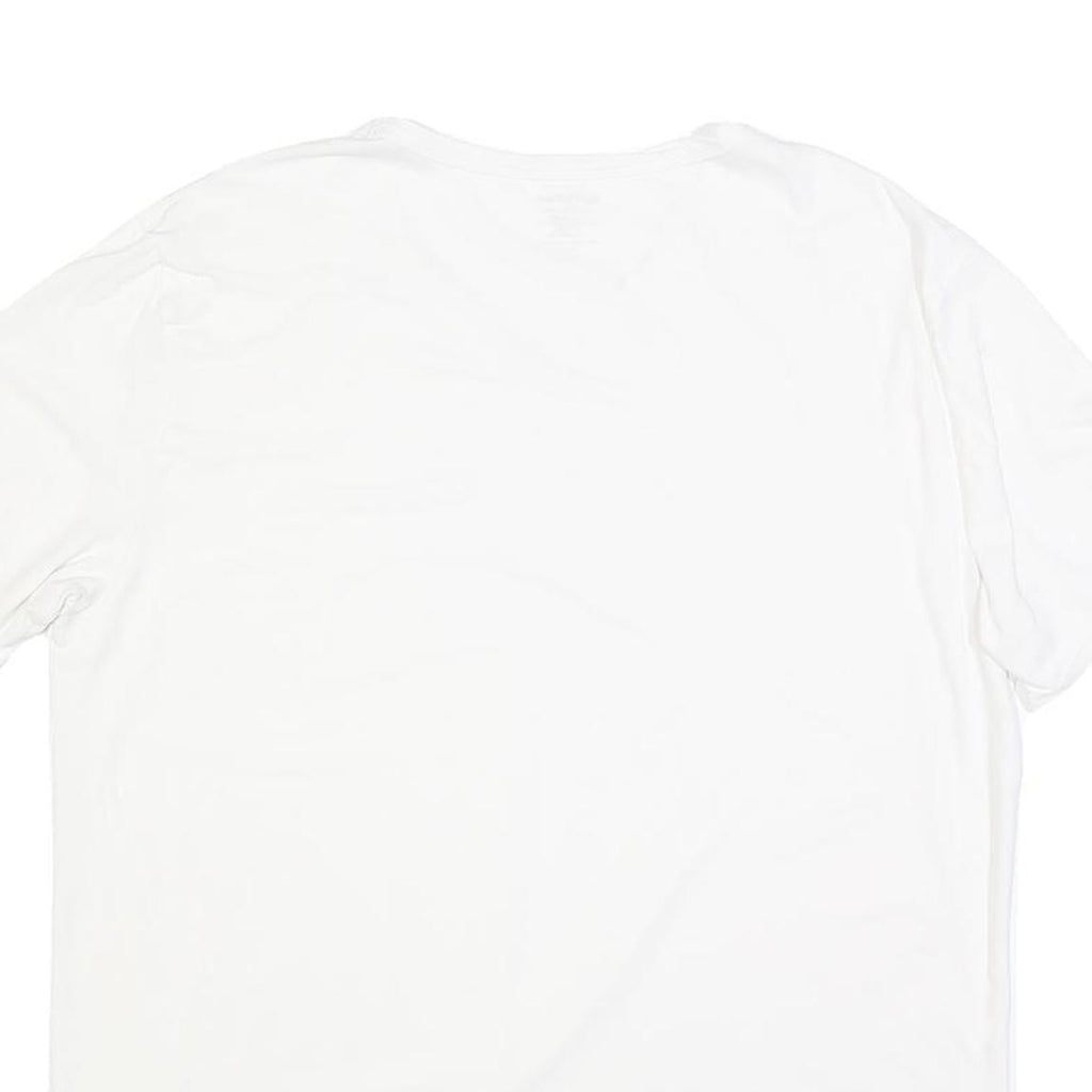 CALVIN KLEIN Mens White V-Neck T-Shirt XL Plain Cotton Blend Casual Summer