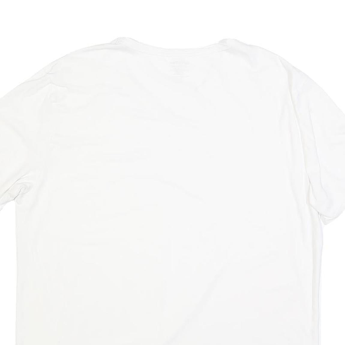 CALVIN KLEIN Mens White V-Neck T-Shirt XL Plain Cotton Blend Casual Summer