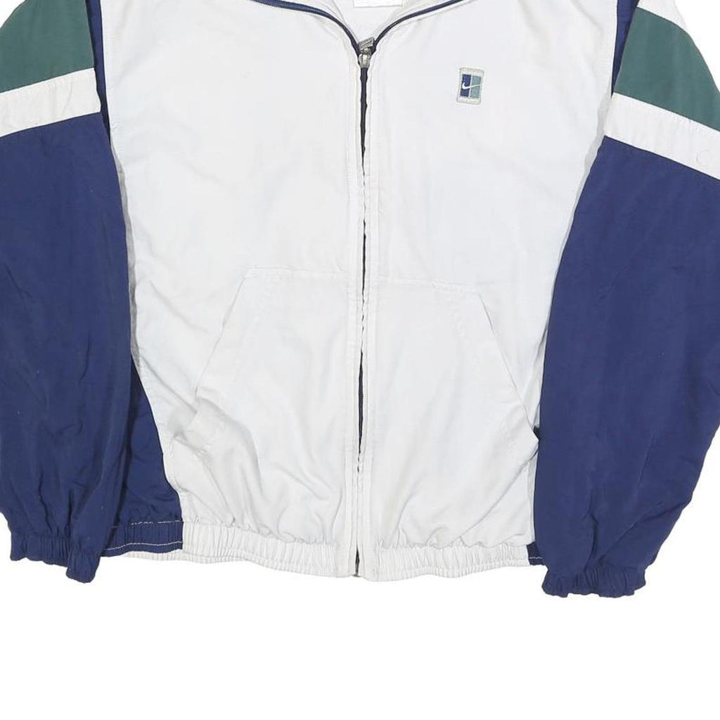 NIKE Mens White & Navy Colourblock Zip Jacket S Polyester Blend Retro Sportswear