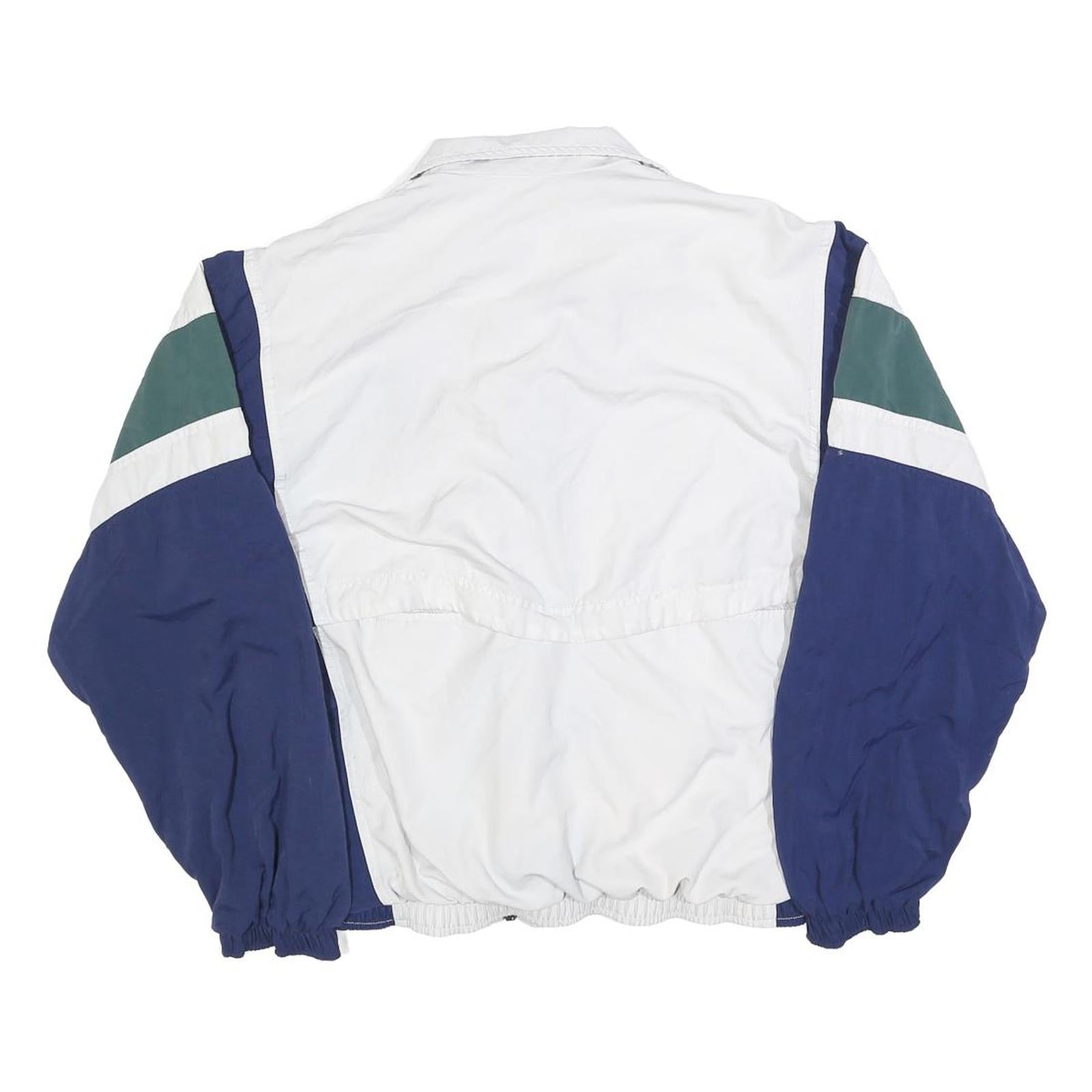 NIKE Mens White & Navy Colourblock Zip Jacket S Polyester Blend Retro Sportswear