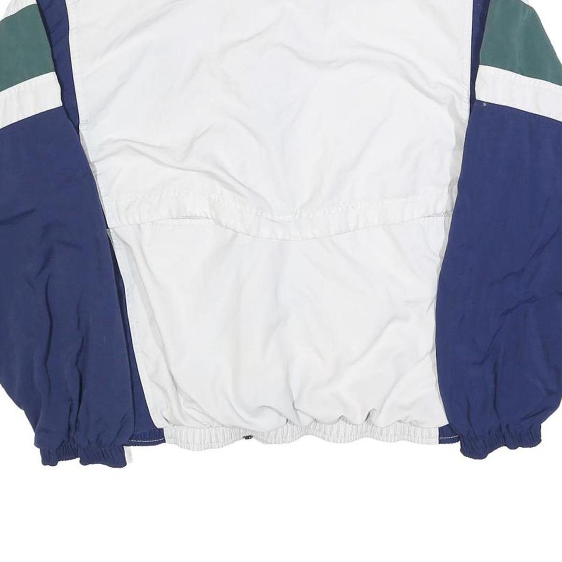 NIKE Mens White & Navy Colourblock Zip Jacket S Polyester Blend Retro Sportswear