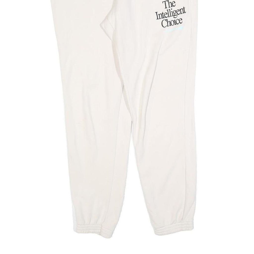 NEW BALANCE Womens Joggers White L W34 L30 Slim Tapered Comfortable Cotton Blend