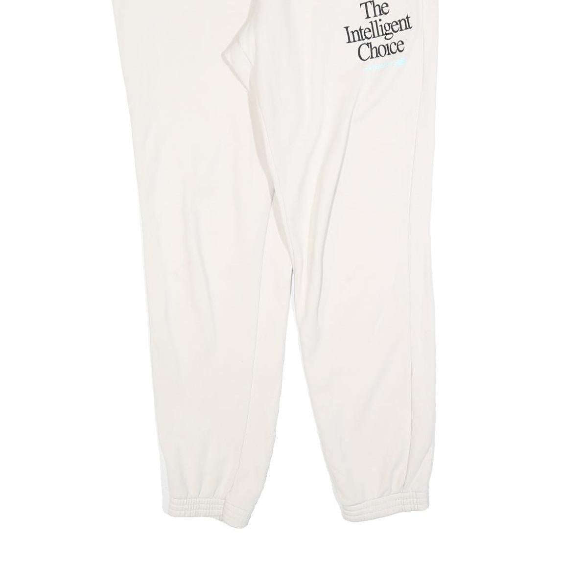 NEW BALANCE Womens Joggers White L W34 L30 Slim Tapered Comfortable Cotton Blend