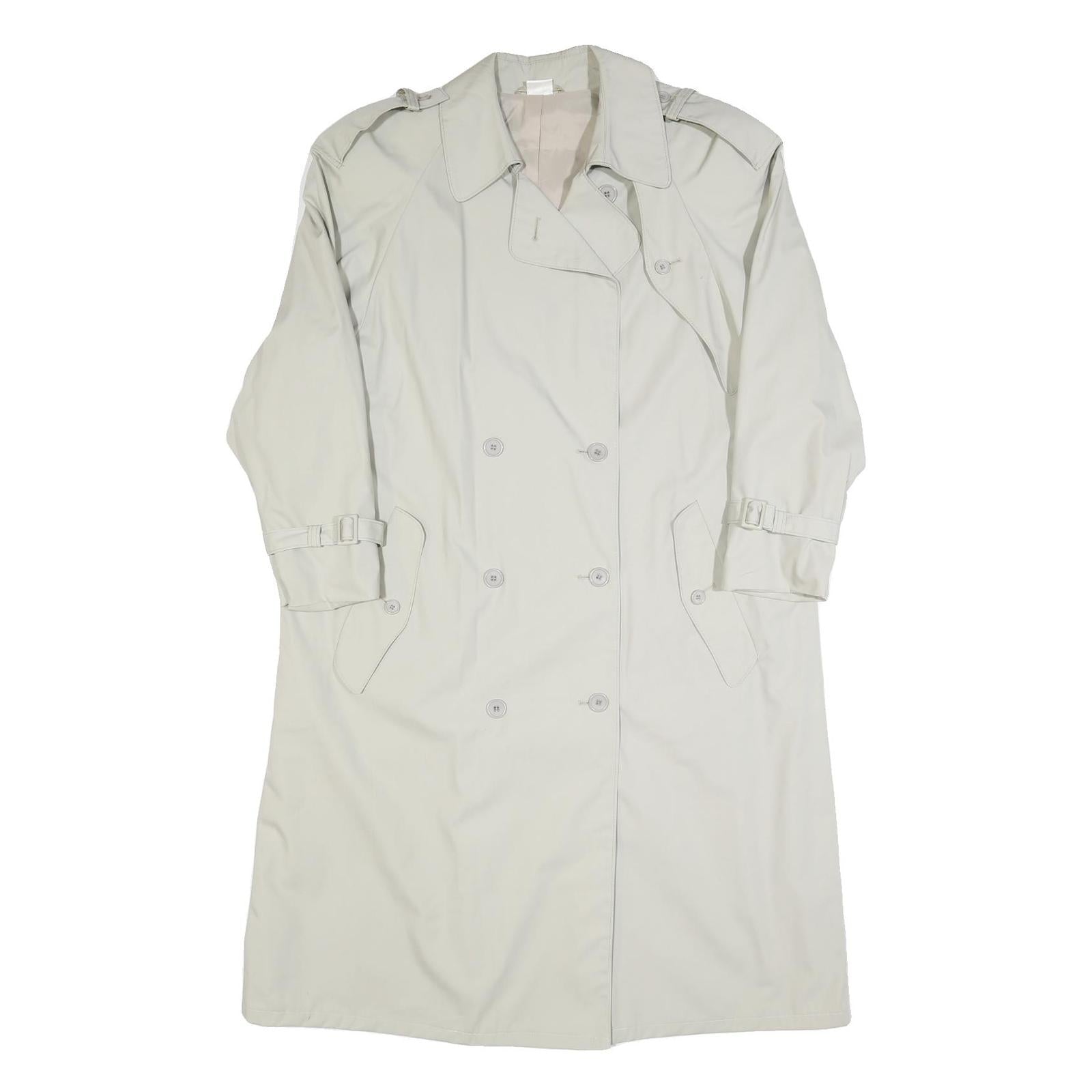 CHARLES VOGELE Womens Cream Cotton Double Breasted Coat M Jacket Button Plain