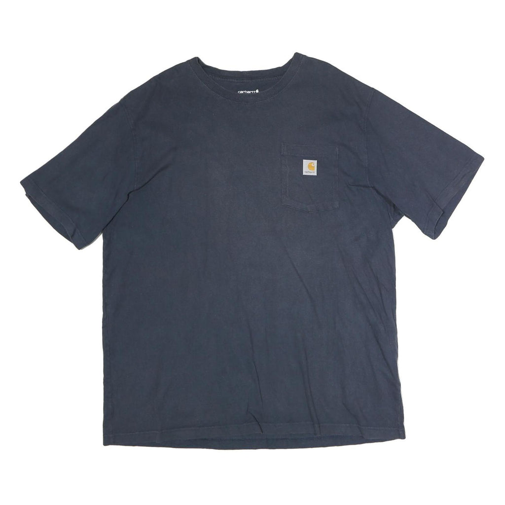CARHARTT Mens Navy Blue Pocket T-Shirt XL Short Sleeve Crew Neck Cotton Casual