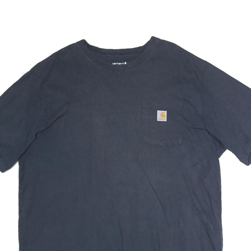 CARHARTT Mens Navy Blue Pocket T-Shirt XL Short Sleeve Crew Neck Cotton Casual