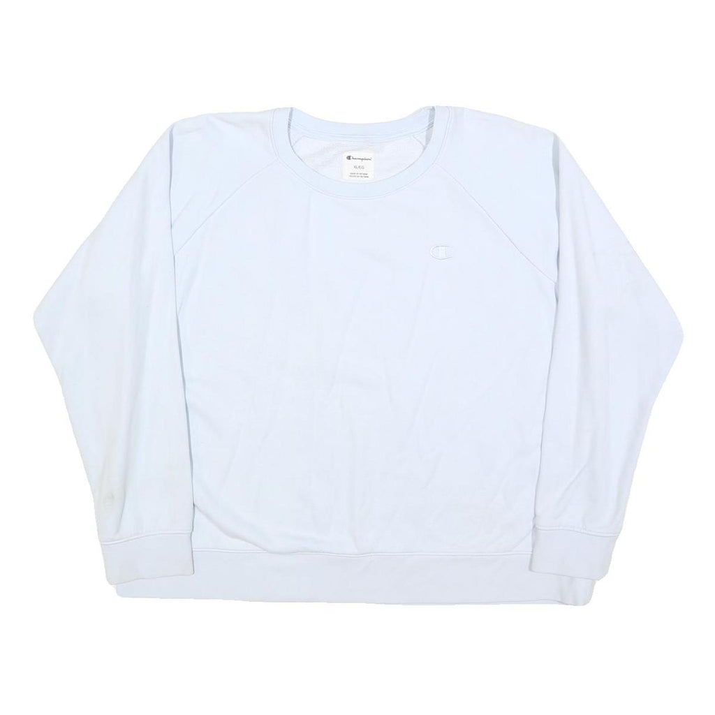 CHAMPION Womens White Crew Neck XL Cotton Blend Sweatshirt Logo Embroidered