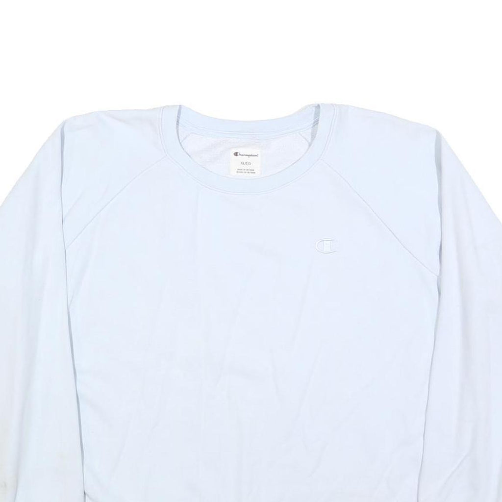 CHAMPION Womens White Crew Neck XL Cotton Blend Sweatshirt Logo Embroidered