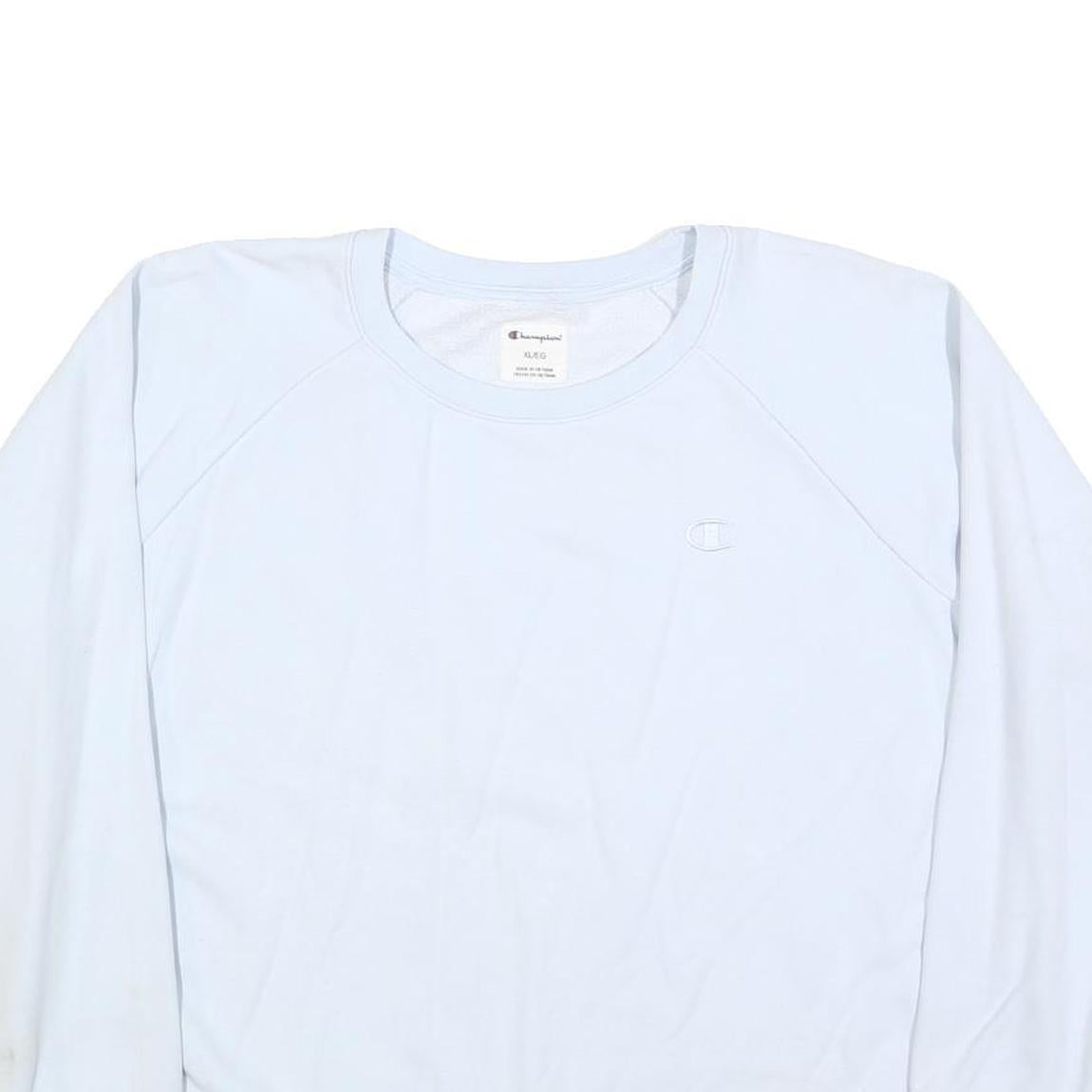 CHAMPION Womens White Crew Neck XL Cotton Blend Sweatshirt Logo Embroidered