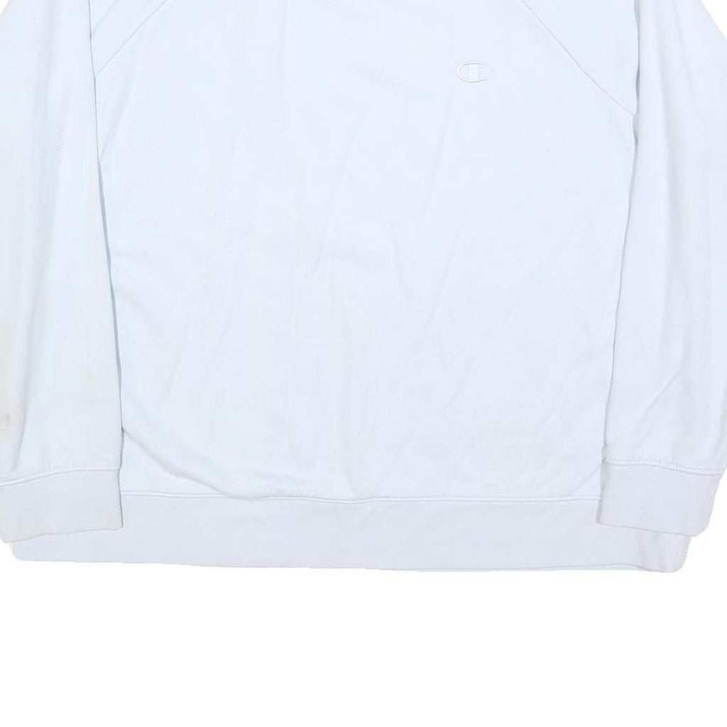 CHAMPION Womens White Crew Neck XL Cotton Blend Sweatshirt Logo Embroidered