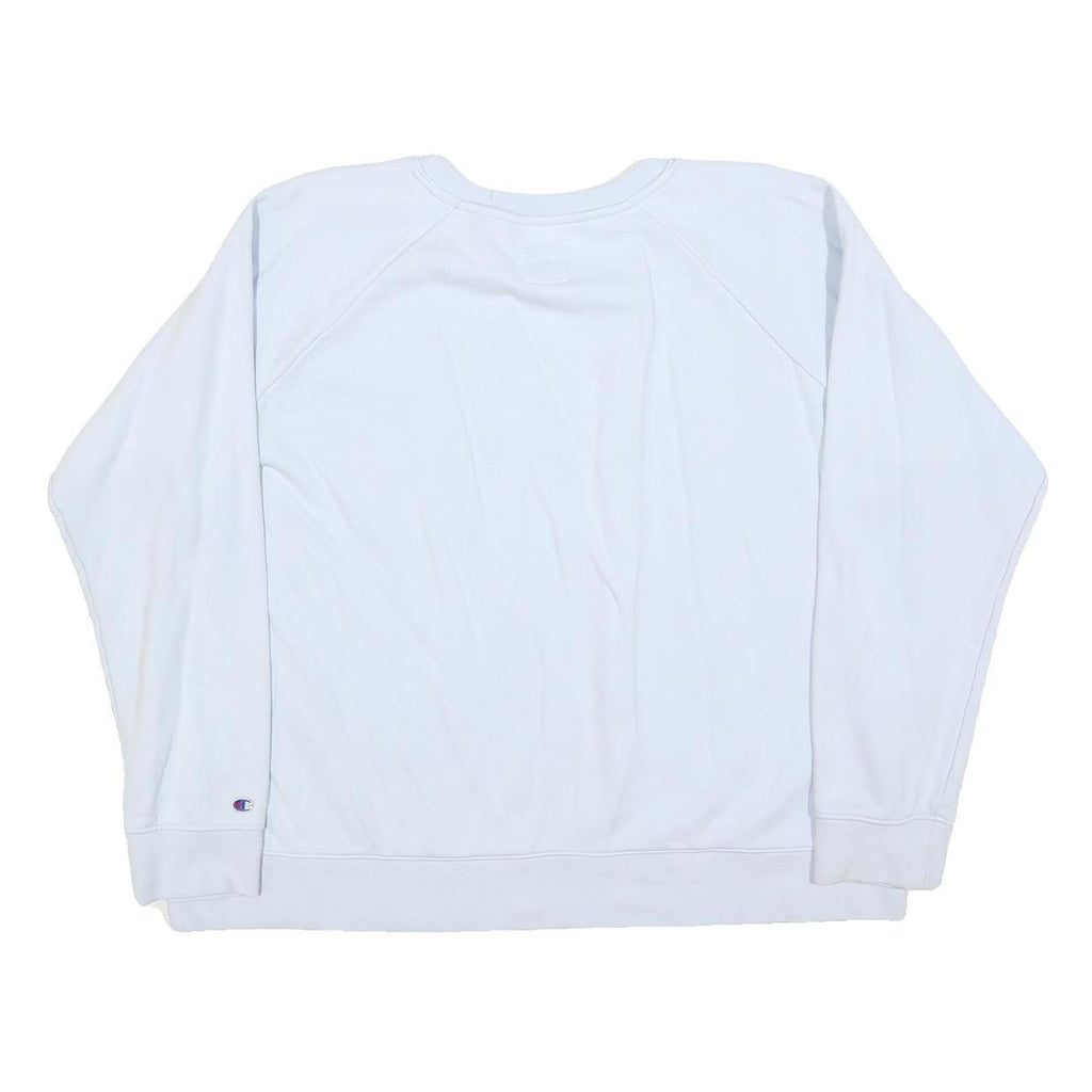 CHAMPION Womens White Crew Neck XL Cotton Blend Sweatshirt Logo Embroidered