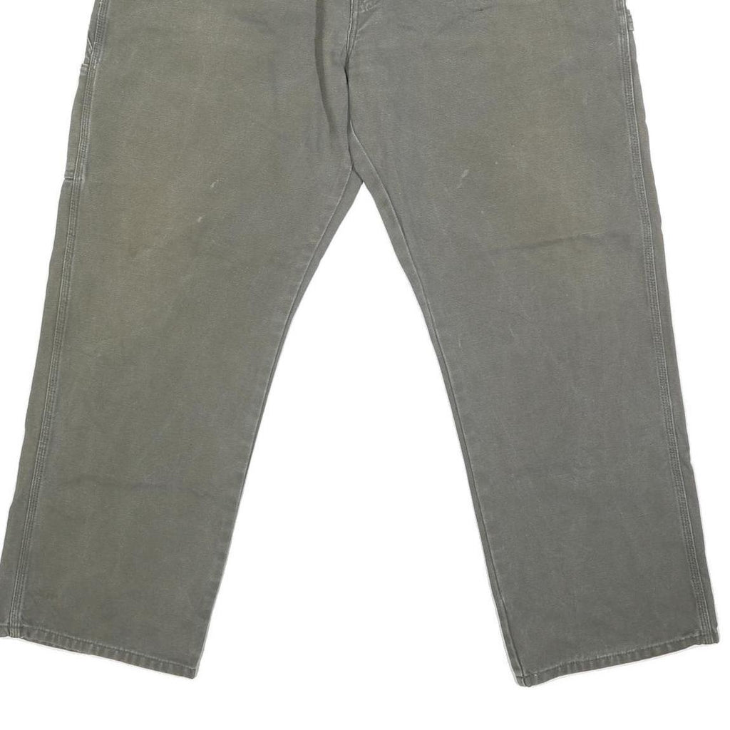 DICKIES Mens Regular Fit Straight Leg Denim Olive Cotton Blend W38 L30 Workwear