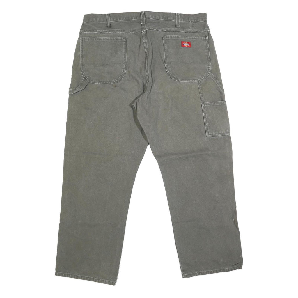 DICKIES Mens Regular Fit Straight Leg Denim Olive Cotton Blend W38 L30 Workwear