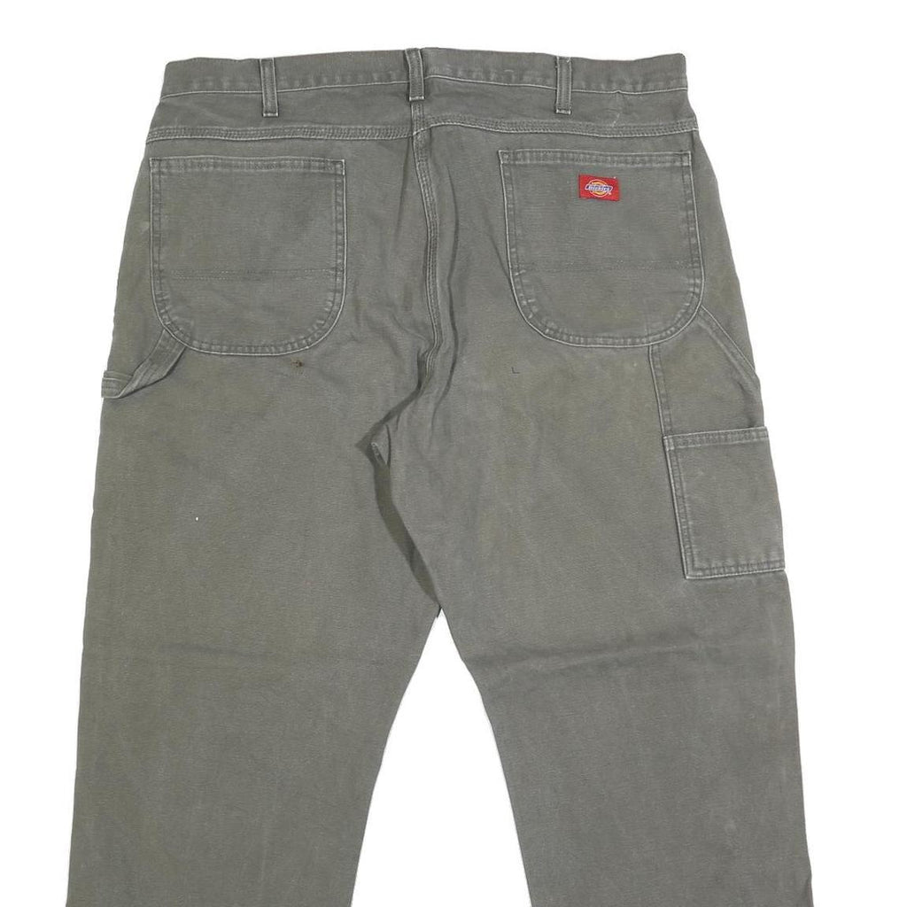 DICKIES Mens Regular Fit Straight Leg Denim Olive Cotton Blend W38 L30 Workwear