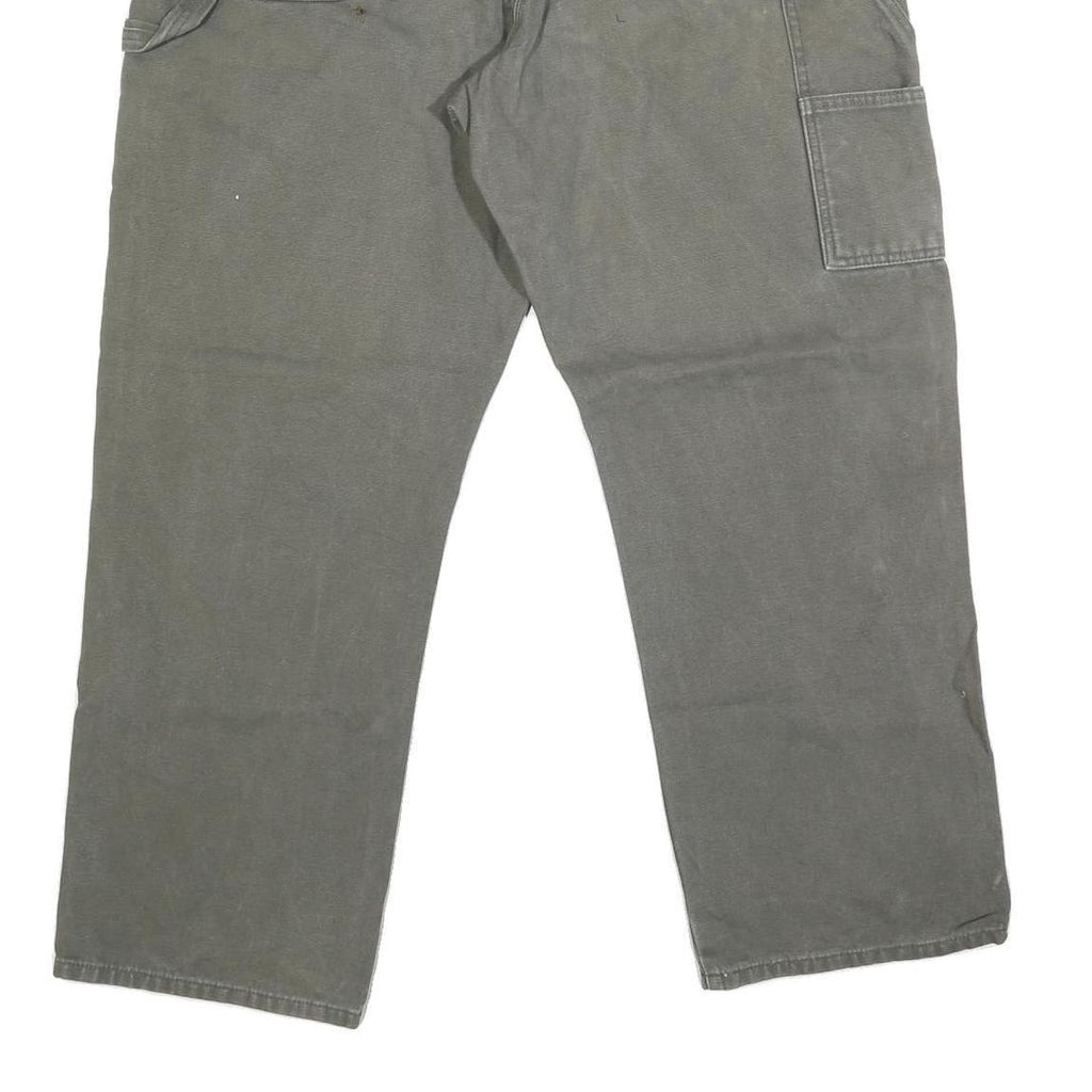 DICKIES Mens Regular Fit Straight Leg Denim Olive Cotton Blend W38 L30 Workwear