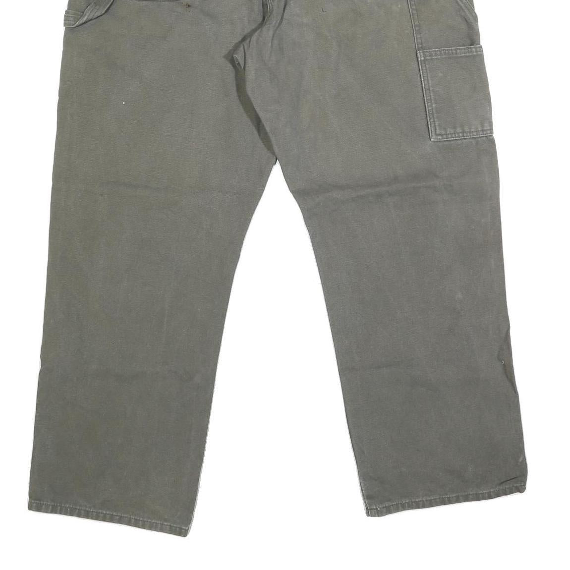 DICKIES Mens Regular Fit Straight Leg Denim Olive Cotton Blend W38 L30 Workwear