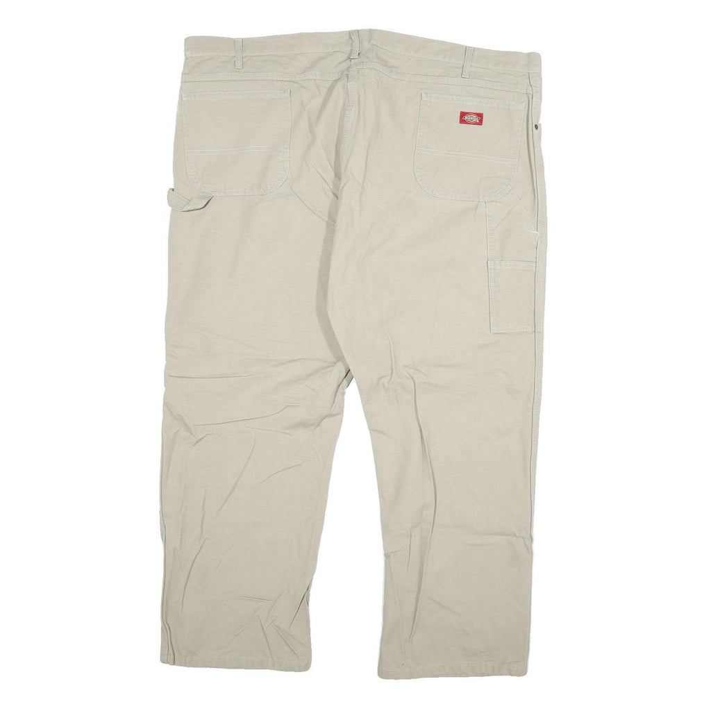 DICKIES Mens Jeans Beige Regular Straight Cotton Blend Zip W48 L30 Workwear