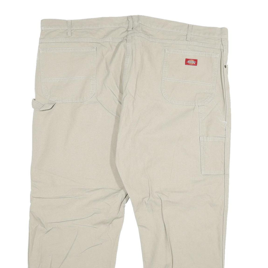 DICKIES Mens Jeans Beige Regular Straight Cotton Blend Zip W48 L30 Workwear