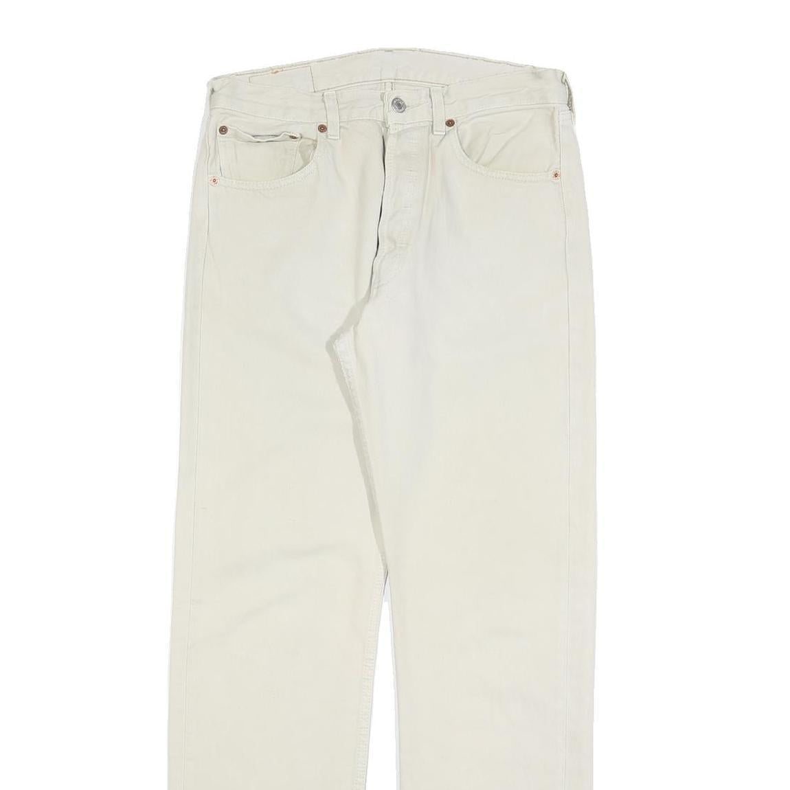 LEVI'S 501 Womens Jeans White Regular Straight Denim W31 L30 Classic Button