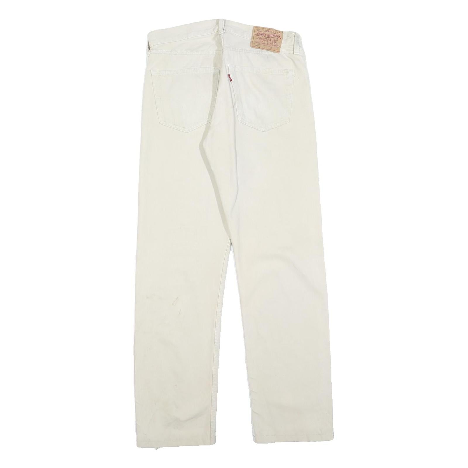 LEVI'S 501 Womens Jeans White Regular Straight Denim W31 L30 Classic Button