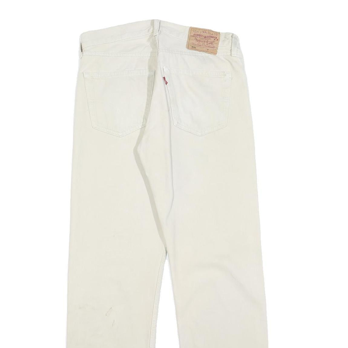 LEVI'S 501 Womens Jeans White Regular Straight Denim W31 L30 Classic Button