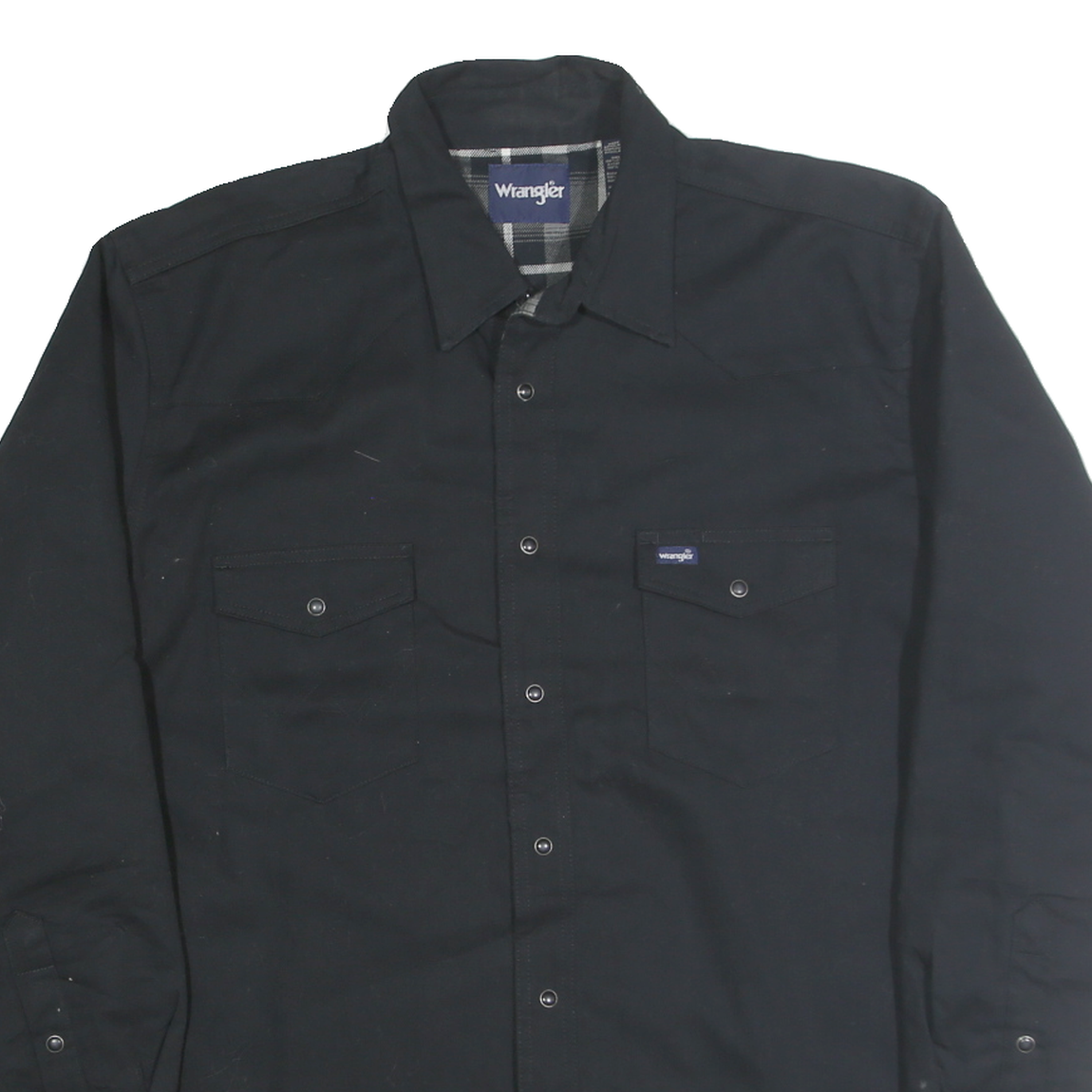 WRANGLER Mens Black Cotton Blend Button Jacket XL Shirt Style Classic Fit