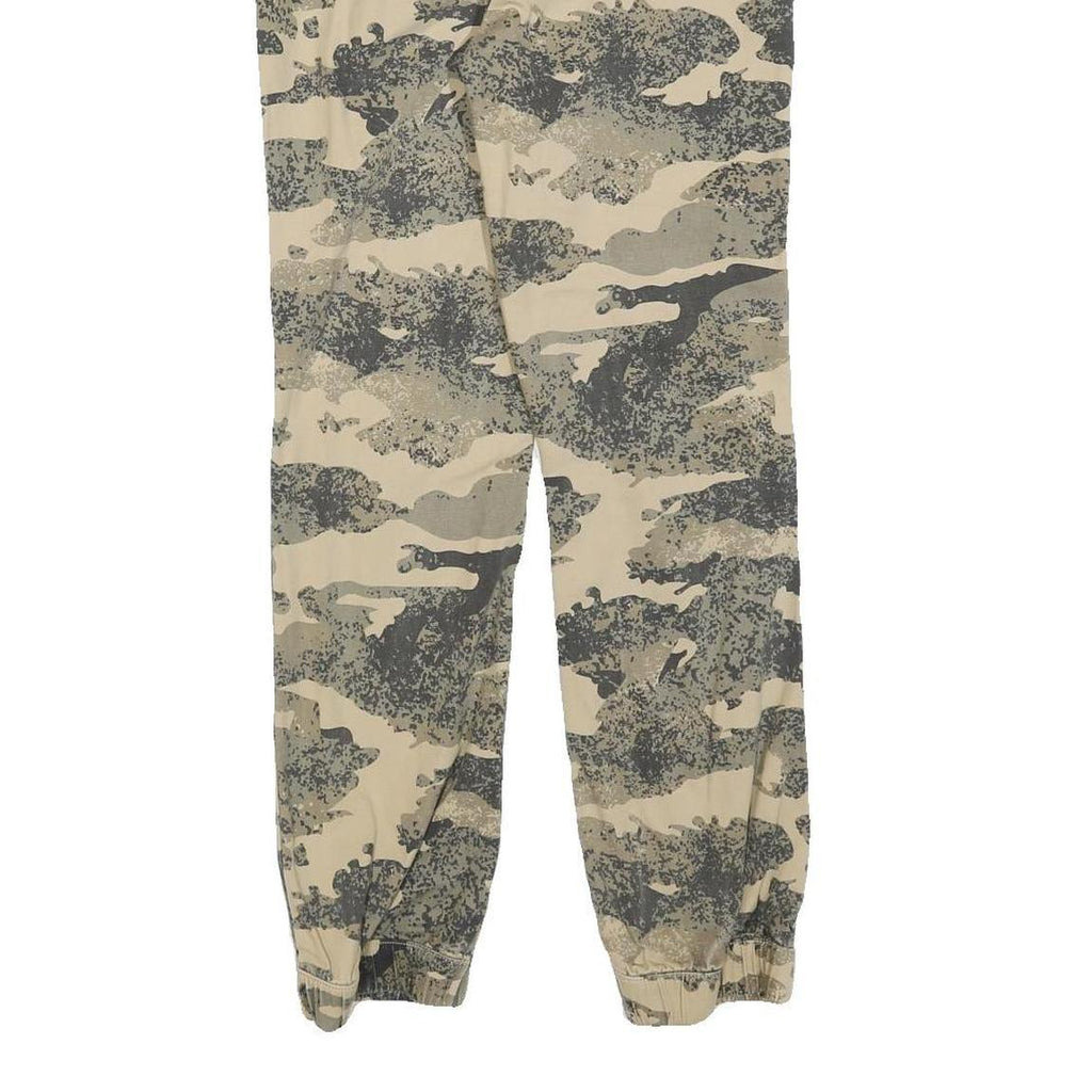JOHN BANER Womens Cotton Blend Beige Camouflage Slim Drawstring Trousers W26 L28