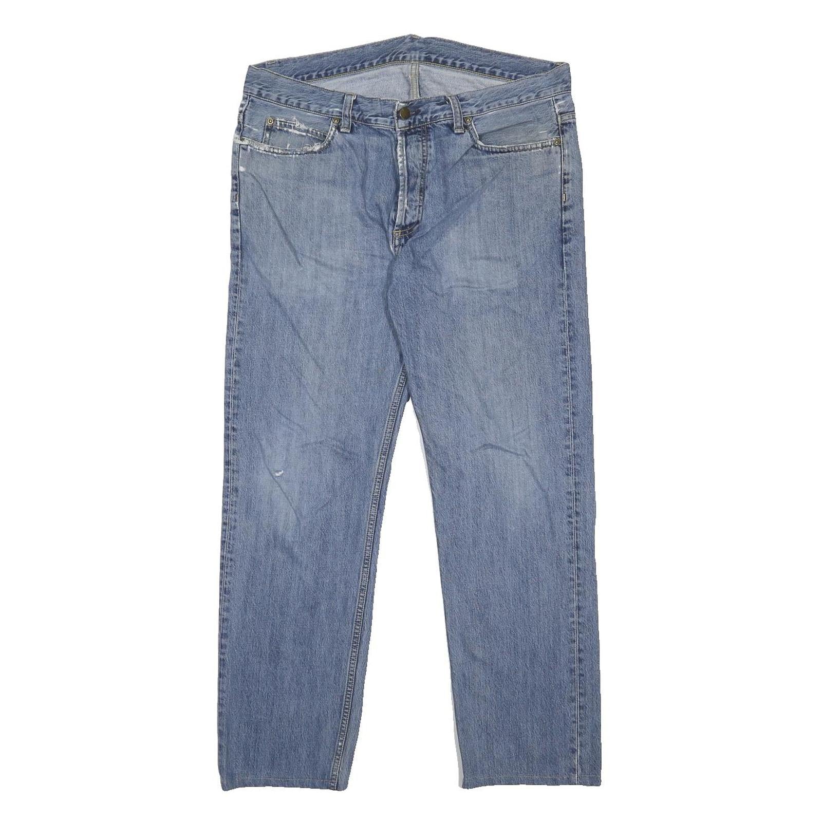 CARHARTT Mens Regular Fit Blue Denim Jeans W34 L28 Button Closure Classic Style