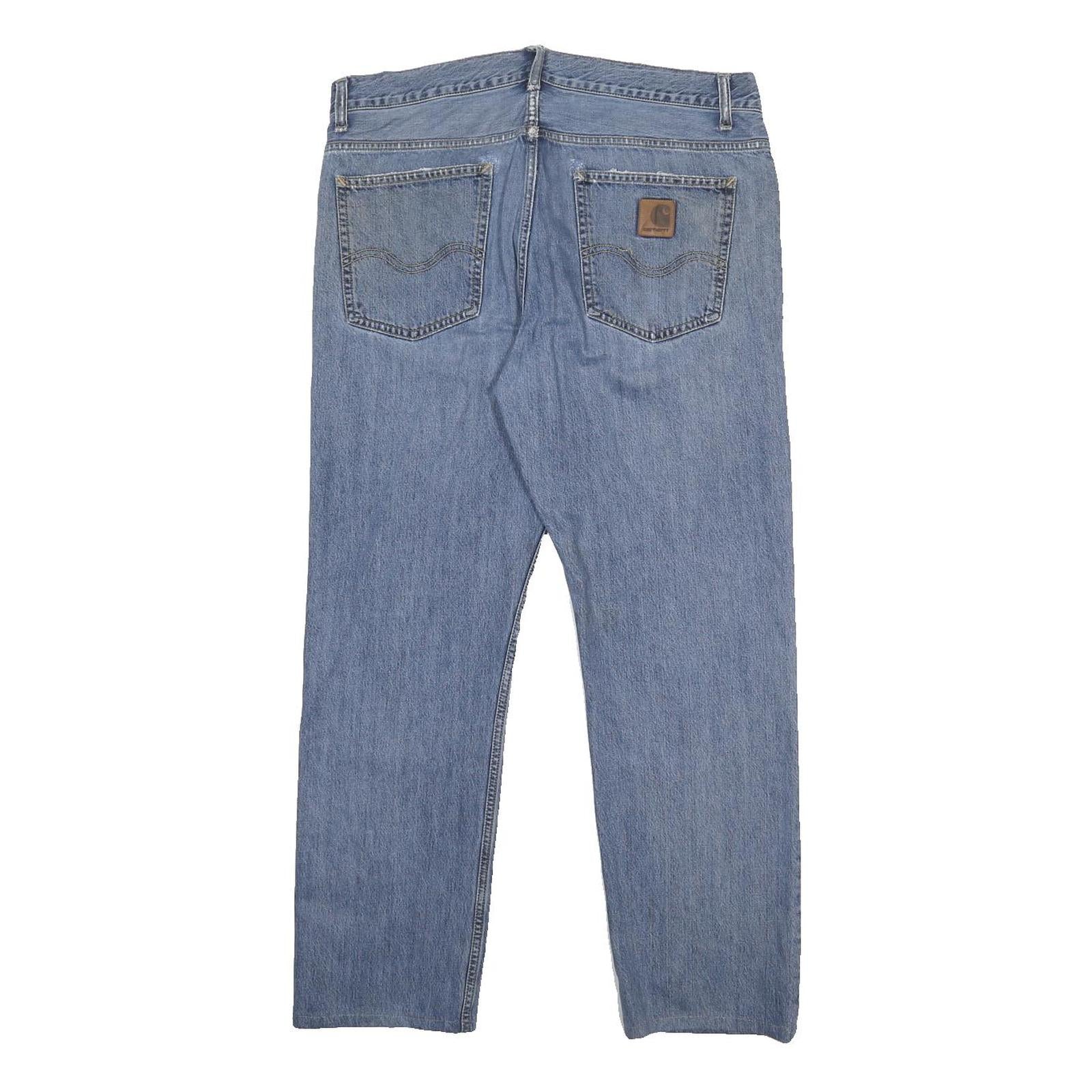 CARHARTT Mens Regular Fit Blue Denim Jeans W34 L28 Button Closure Classic Style